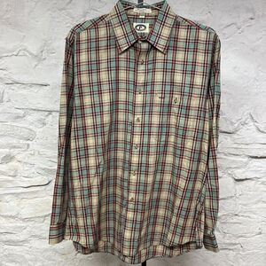 Vintage 70s Bert Pulitzer Plaid Poplin Button Up Shirt Collar Men’s Size Large